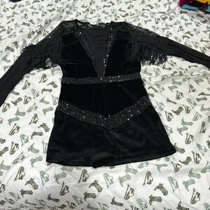 Velvet fringe romper